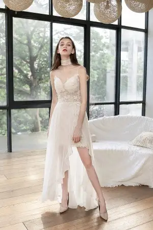 3d flowers 2 in 1 bridal summer reception wedding dress
