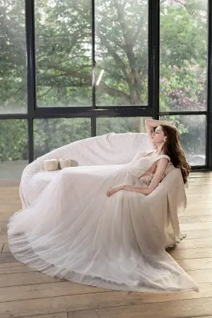 beaded floral lace v neck tulle spring wedding dress