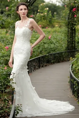 romantic lace mermaid court train outdoor wedding dress