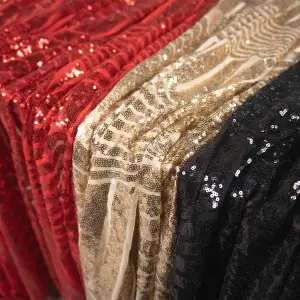 pretty stripe pattern sequin on stretch mesh dress fabric