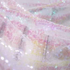 sparkly iridescent pink 3mm sequin metallic fabric