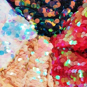 bling iridescent 18mm large scale round sequin fabric