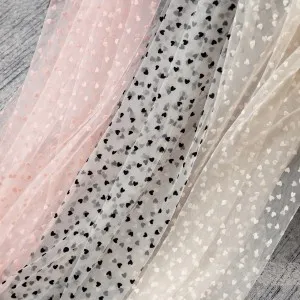 lovely heart shape flocked soft mesh