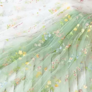 summer flowers butterflies embroidery soft mesh fabric