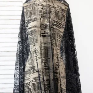 english letter newspaper embroidery black lace mesh
