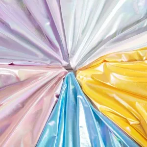 bright shiny iridescent color stretch dress lame fabric