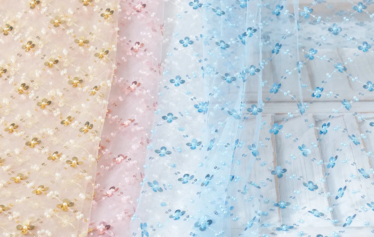 bead flower grid beading mesh fabrics bead flower grid beading mesh fabrics