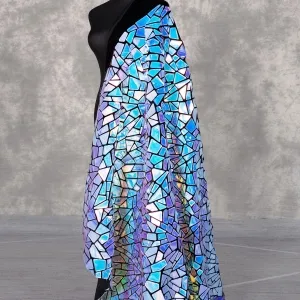 shining iridescent blue purple mirror sequin fabric
