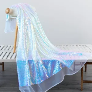 iridescent light pink blue piano rectangle sequin fabric