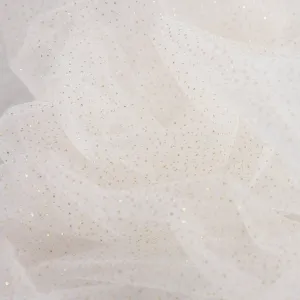 Shimmering Ivory Tulle Mesh with Gold Glitter Adhesive