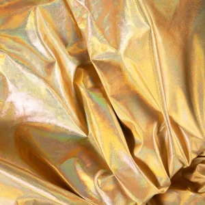 shiny iridescent gold spandex lame fabric by the yard