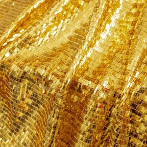Dazzling Gold 3x9mm Rectangle Sequins Metallic Fabric