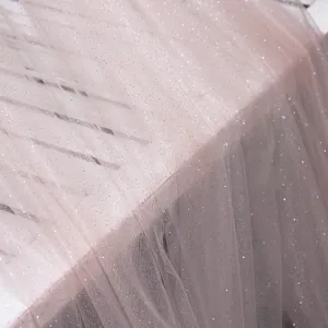 Vintage Mauve Tulle Glues with Silver Metallic Glitters