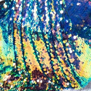 Iridescent Dark Galaxy 18mm Round Sequin Backdrop Fabric