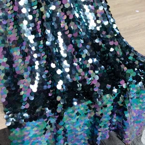 Iridescent Midnight Big Sequin Dangling Drop Fabric