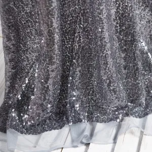 Shiny Steel Gray 3mm Sequin Glitz Material by the Yard