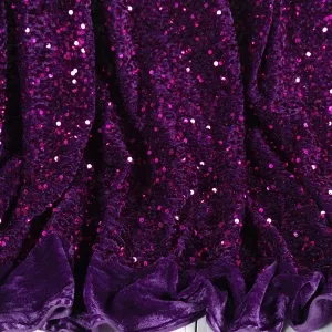 Mysterious Glitter Plum Sequins Velvet Dressmaking Fabric