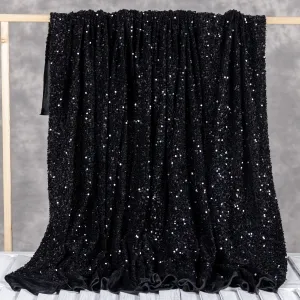 Shining Black 5mm Sequins Velvet Dressmaking Fabric