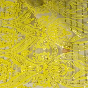 Yellow Sequin Unique Pattern Evening Prom Dress Fabric