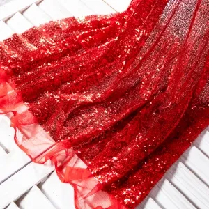 Sparkly Bright Red 3mm Sequin Fabric Designer Material