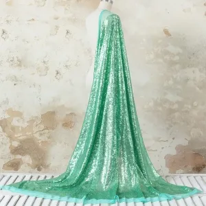 Sparkling Mint Green 3mm Sequin Metallic Dress Fabric