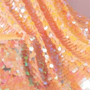 Iridescent Orange 18mm Scaled Sequin Glitter Fabric