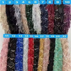 shining 3d fringe sequin mesh fabric color chart