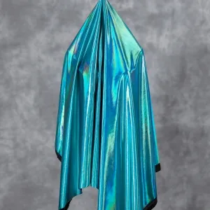 Shiny Pool Blue Stretch Leathery Spandex Lame Fabric