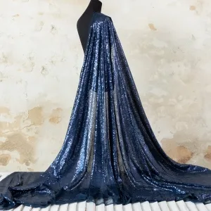 Elegant Navy 3mm Shiny Sequin Evening Dress Fabric