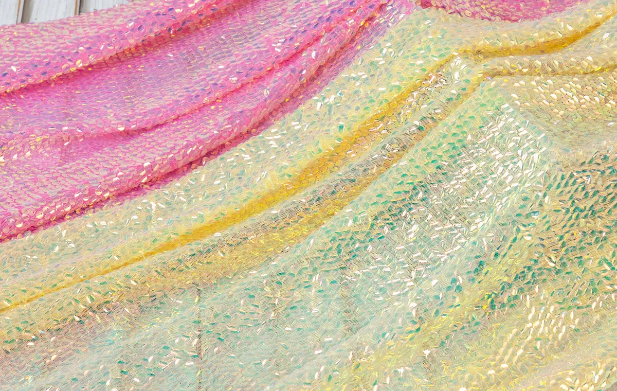 iridescent stretch tile sequin fabrics