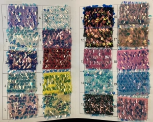 iridescent tile sequins with stretch mesh color chart