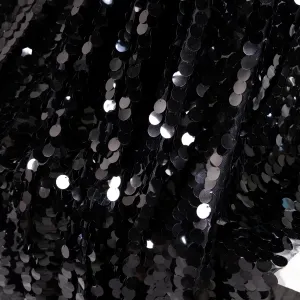 dazzling black 18mm scaled big sequin metallic fabric