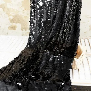 dazzling black scaled big sequin fabric