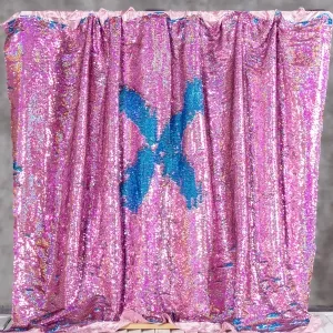 Hologram Pink to Ocean Blue Reversible Sequin Material