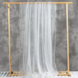 Dazzling Silver Glitter Glued Tulle Wedding Decor Fabric