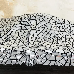 irregular geometric silver sequin fabric