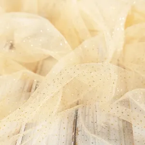 Glittering Champagne Lightweight Tulle Mesh Fabric