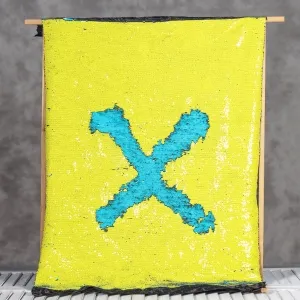 Shiny Yellow to Blue 5mm Reversible Sequin Fabric