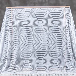 white stripe pattern sparkly sequin designer fabric