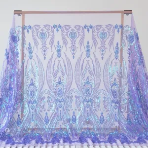Iridescent Lavender Purple Abstract Pattern Sequin Fabric