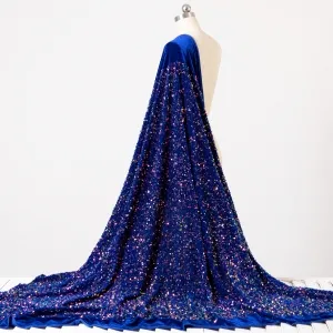 Iridescent Starlight 5mm Sequins on Royal Blue Velvet