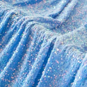 Iridescent Sky Blue Sequin with Velvet Dress Fabric