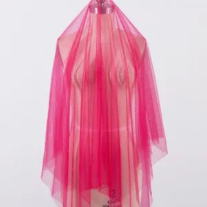 Glitter Glued Hot Pink Soft Tulle for Occasion Dresses