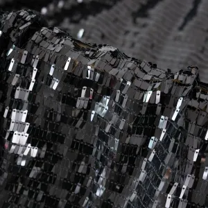 Shiny Black 3x9mm Rectangular Piano Sequin Craft Fabric