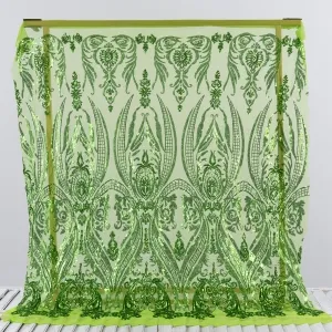 Green Abstract Pattern Sequin Dress Fabric by the Yard