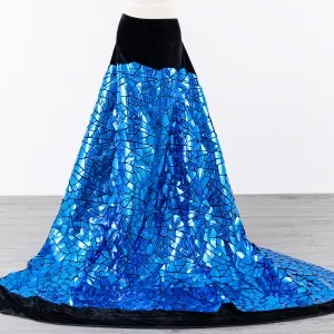sparkly royal blue irregular sequin metallic dress fabric