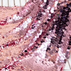 Sparkling Rose Pink 18mm Sequin Metallic Dress Fabric