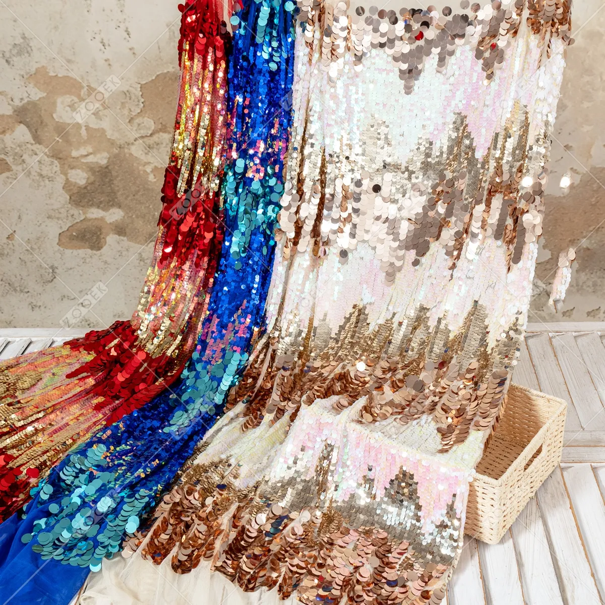 shimmering oversized sequin multi color sequin fabric