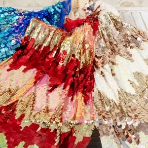sparkling two tone multi color 189 mm sequin fabric