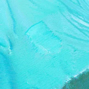 Iridescent Aqua to Matte Aqua Reversible Sequin Material